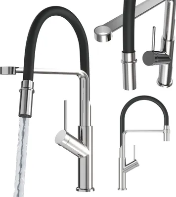 Obrázok produktu pre Granitan | Kuchynská batéria Vasto – strieborná – výška 460 mm – ohybný výtok – otočná o 360°