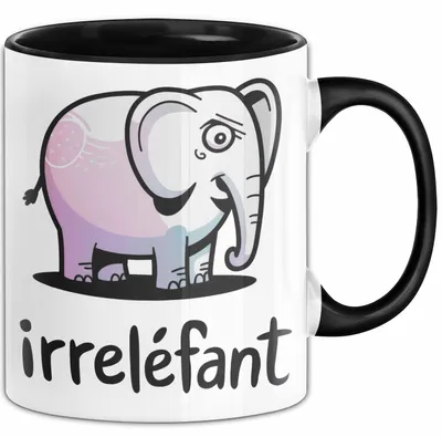 Produktbild von Elefant Tier Tasse Geschenk Lustige Geschenkidee Spruch Irrellefant (Schwarz)