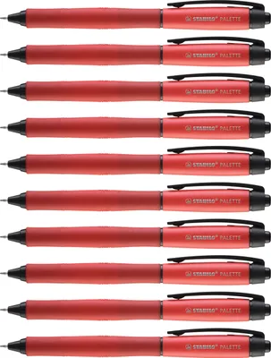 Produktbild von Tintenroller mit Druckmechanik - STABILO PALETTE in rot - Strichbreite F (0, 4 mm) - 10er Pack - Schreibfarbe rot