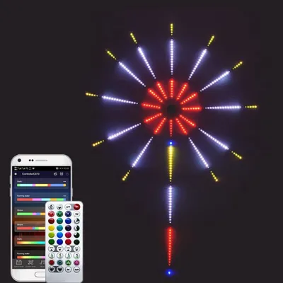 Obrázok produktu pre LED pásik s efektom ohňostroja, Dreamcolor RGBIC, svetelná reťaz s efektom ohňostroja, LED pásik s diaľkovým ovládaním, viacfarebný efekt prebleskov