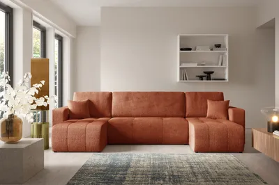 Produktbild von Furnisell U-Form Sofa mit Bettkasten Schlaffunktion "VERITA U", Orange