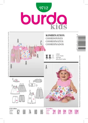 Nähmuster 9712 Baby-Set, Größe 62-86