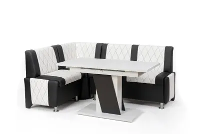 Produktbild von Eckbankgruppe Polin mit ausziehbarem Tisch (2-tlg), beidseitig, moderne Optik, gepolstert, pflegeleicht