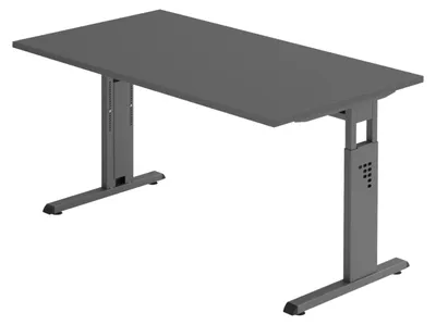 Produktbild von bümö Schreibtisch Serie-O - Nachbildung: Graphit, Gestell: Graphit, Größe:  140 x 80 cm
