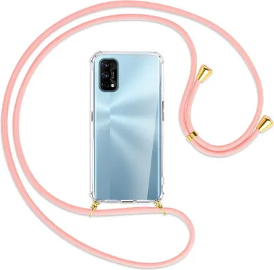 Produktbild von Handykette Backcover-Schutzhülle mit Band (Metall goldfarben) für Realme 7 Pro - rosa