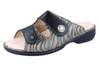 Obrázok produktu pre Finn Comfort, Zeno, dámske, mule, Finnstretch, sivé/čierne, NOVINKA - dámska obuv, mule/oddelovače prstov, čierne