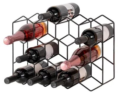 Produktbild von Weinregal Mosel | HxBxT 30x44x14cm | 14 Flaschen auf 4 Ebenen | Metall | Schwarz