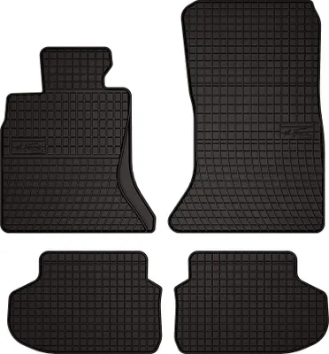 Produktbild von Gummifußmatten passend für BMW 5 F10 (Limousine, Bj. 2010-2013) –  schwarz, passgenau, mit Befestigungen set 4 Stk. - Gummi-Automatten