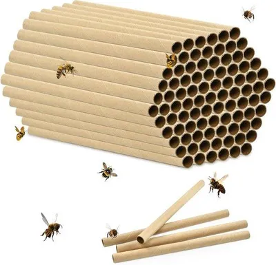 Produktbild von Kartonnen Insektenhäuser - 100 Stück, 15 cm lang - Karton, für Insektenhotel, Wildbienen, Bienenhaus, Nesthülle