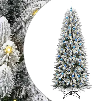 Image de Sapin de Noël artificiel avec 300 LED avec support Blanc 240 cm