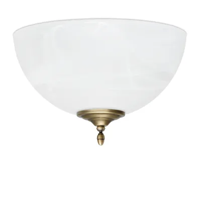 Produktbild von Messing Deckenleuchte elegant zeitlos Alabaster Glas H19cm Ø30cm E27 Goldpatina 60W Wohnzimmer Schlafzimmer blendfreie Lichtverteilung