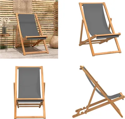 Produktbild von vidaXL Strandstuhl Klappbar Massivholz Teak Grau - Strandstuhl - Strandstühle - Gartenstuhl - Gartenstühle