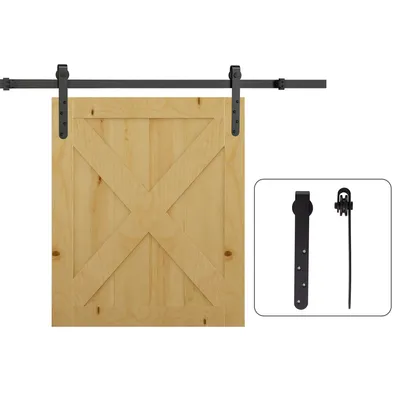 Produktbild von HOMCOM Schiebetür-Bausatz Taschensystem mit Türstärke 20-25 mm max. 0,9 m maximale Belastung. 20 kg schwarzer Stahl