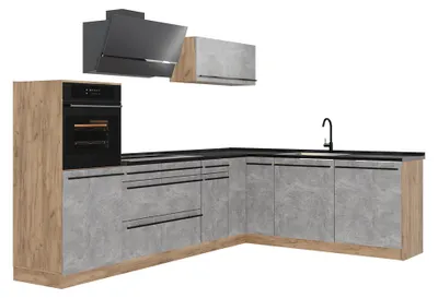 Obrázok produktu pre Rohová kuchyňa Vicco R-Line betón/Dub Goldkraft 287 x cm antrasiitti työtaso, Model 67461