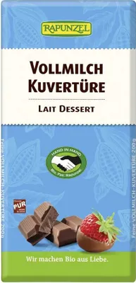 Zdjęcie produktu dla Rapunzel 1430705, Czekolada mleczna, 200 g, 2379 kJ, 571 kcal, 37,4 g, 48,8 g
