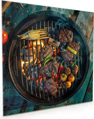 Produktbild von Küchenrückwand Spritzschutz Glas mit Motiv Sommergrillfest 40 x 40 cm
