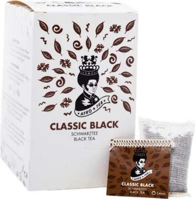 Produktbild von AFRO TEA Classic Black Schwarzer Tee - Premium Schwarztee 15 Stück - 15 handgenähte Teebeutel mit Schwarz Tee von AFRO COFFEE
