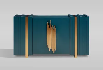 Produktbild von Stilig ST023A Sideboard in Flaschengrün mit Goldfarbenen Akzenten, 160x40x90 cm