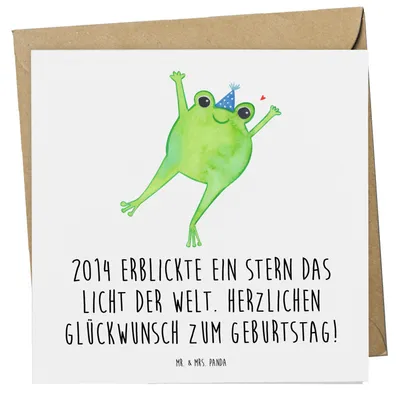 Produktbild von Mr. & Mrs. Panda Grußkarte 2014 Geburtstag Stern - Weiß - Geschenk, doppelkarte, faltkarte, Glückwunschkarte, Jahrgangsgeburtstag, Happy Birthday, Alter, Geburtstagskind