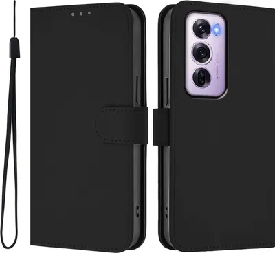 Productafbeelding van Hoesje voor Oppo Reno12 - Phonesta portemonneehoes met koord - Zwart