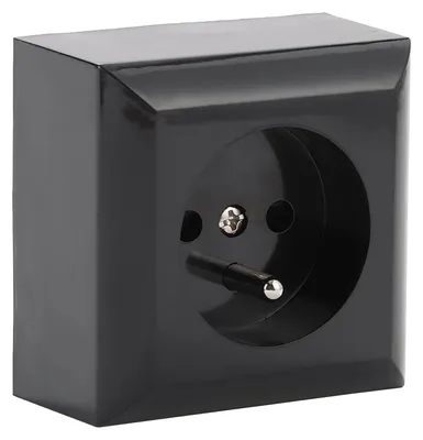 Productafbeelding van Electraline 60486, Franse stopcontact (2P+T), 16A, zwart, wandcontactdoos met aarding, klaar voor installatie