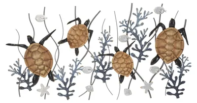 Zdjęcie produktu dla FURNLUX Wall Art Turtle Blue 133cm / Kolor główny: Niebieski / Wymiary: 133 x 70 x 6 cm
