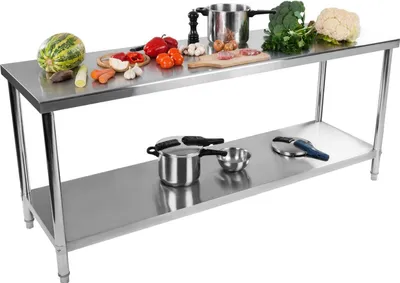 Obrázek produktu pro Expondo Royal Catering pracovní stůl z nerezové oceli – ECO – 200 x 60 cm – 400 kg –