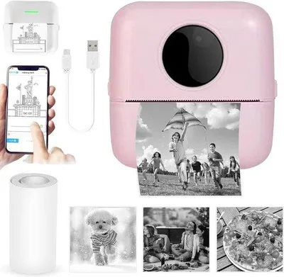 Image de Petites imprimantes photo portables, roses, pour les notes et les mémos