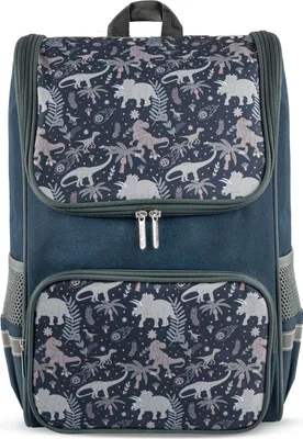 Produktbild von Foxoo Rucksack für Jungen – Dinosaurier-Schultasche. Dino-Rucksack für Kinder – 20 Liter – Marineblau
