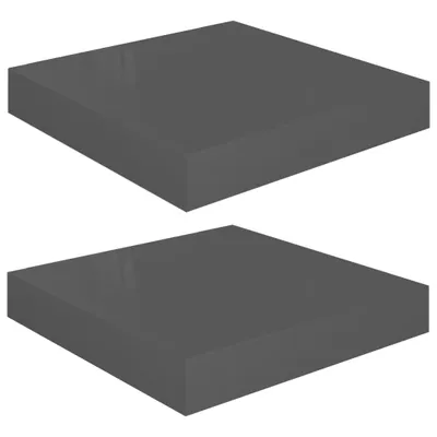 Immagine prodotto di vidaXL Mensole galleggianti 2 pz. Grigio lucido 23x23,5x3,8 cm MDF - Mensole a muro