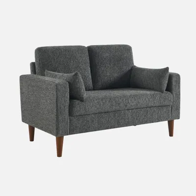 Produktbild von sweeek - 2-Sitzer Sofa mit Heveaholz und Chenille-Bezug  - Dunkelgrau
