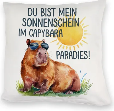 Produktbild von Capybara mit Sonnenbrille Kuschelkissen Mein Sonnenschein
