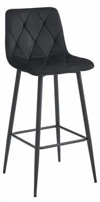 Image de Tabouret de bar NADO en velours noir avec pieds en acier