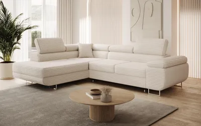 Produktbild von Modernes Ecksofa ASTON mit Schlaffunktion & Bettkasten, Ausziehbare Wohnlandschaft in L-Form, Stauraum, Schlafsofa, Links