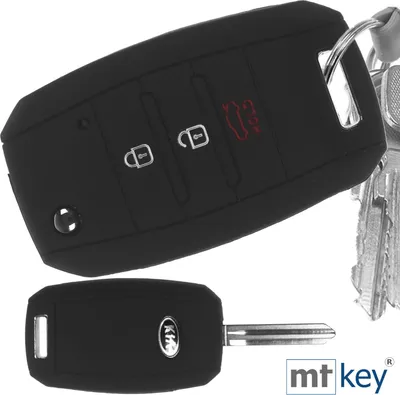 Produktbild von Auto Schlüssel Hülle Silikon Schutz Cover Schwarz kompatibel mit KIA Picantio Rio Ceed Soul Sportage Stonicens 3 Tasten Klappschlüssel