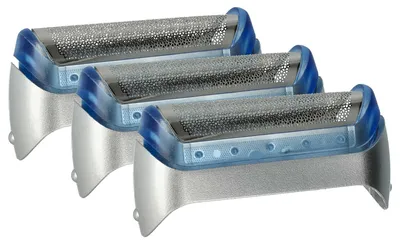 Produktbild von vhbw 3x Scherfolie kompatibel mit Braun Z50, Cruzer4, CruZer6 Face, Z20, Z30, Z40, Z60, Z70, CruZer5 Elektrorasierer + Rahmen, silber/blau