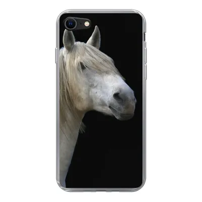 Produktbild von MuchoWow® Handyhülle Schutzhülle Hülle für iPhone SE 2020 Pferde - Pilz - Schwarz Silikon Softcase Handy Hülle - Kartenbesitzer
