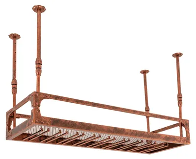 Obrázek produktu pro Stojan na víno - Regál na láhve - Držák na sklenice - Úložný prostor na víno - Vinný sklípek - Průmyslový, vintage design - Montáž na strop