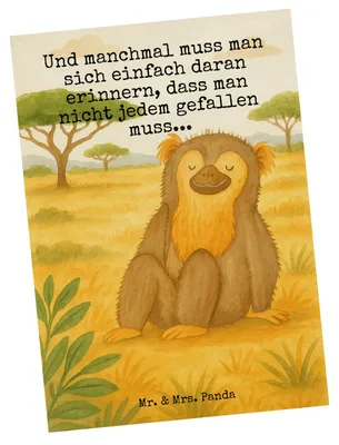 Produktbild von Mr. & Mrs. Panda bildkarte Affe Design - Weiß - Geschenk, Respekt, Postkarte, Ansichtskarte, Affen, Motivation, Postkarten, Kunstkarten, Liebe, Ansichtskarten, Selfcare