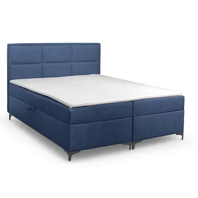 Produktbild von BETTSO Boxspringbett mit 2x Bettkasten Gepolstert Doppelbett mit Matratze und Topper Polsterbett für das Schlafzimmer VADUZ 200x200cm Dunkelblau