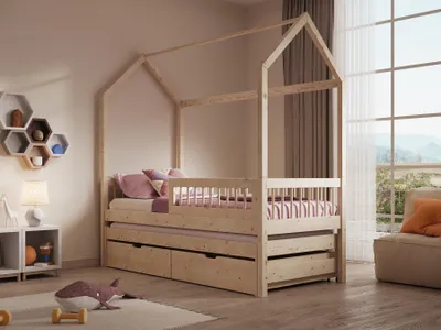 Obrázek produktu pro Dětská postel domeček s matrací 90x200 LAFRIA 1 - borovice