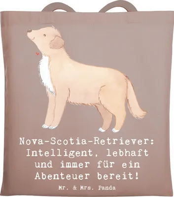 Produktbild von Mr. & Mrs. Panda Tote Bag Nova Scotia Duck - Braun Pastell - Geschenk, Shopping Tasche, Hunderassen Charakter, Beutel, Einkaufstasche, Hunderasse, Apportieren, Abenteuer