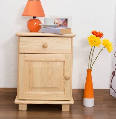 Produktbild von Nachttisch Massivholz Natur mit 1 Schublade, 42x55x35 cm, einfache Montage