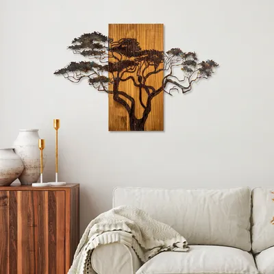 Produktbild von Wallity, Acacia Tree - 387-A, Wanddeko, Mehrfarbig, Metall, 90 x 58 x 3 cm