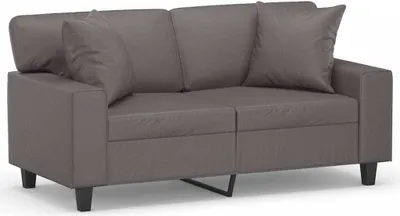 Produktbild von 2-Sitzer-Sofa mit Zierkissen Grau 120 cm Kunstleder