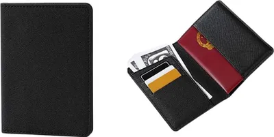 Immagine prodotto di INF Portafoglio Porta Passaporto in Finto cuoio Nera - Custodia da Viaggio Sottile