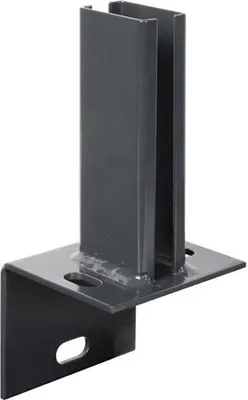 Produktbild von Alberts Pfostenträger für Zaunpfosten auf L-Randsteinen | zum Aufschrauben | feuerverzinkt, anthrazit kunststoffbeschichtet RAL 7016 | Platte 94 x 100 mm | für Pfosten 60 x 40 mm