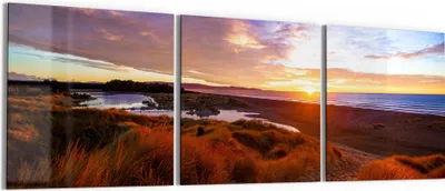 Produktbild von DEQORI Glasbild Echtglas 3x50x50 cm 'Küstenabschied' Wandbilder XXL groß