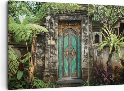 Produktbild von Bild auf Leinwand - Leinwandbild - 3 Teile - Tor Tür Grün - 165x110cm - Wand Bild - Wanddeko - Wandbilder - Leinwanddruck - Bilder - Wanddekoration - Leinwand bilder - Wandbild - CE165x110-5078