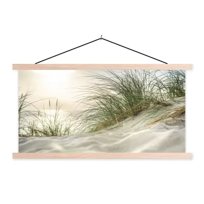 Produktbild von MuchoWow® Textilposter Dünen am Wattenmeer 120x60 cm mit holzfarbenen Rahmen - Klemmleiste